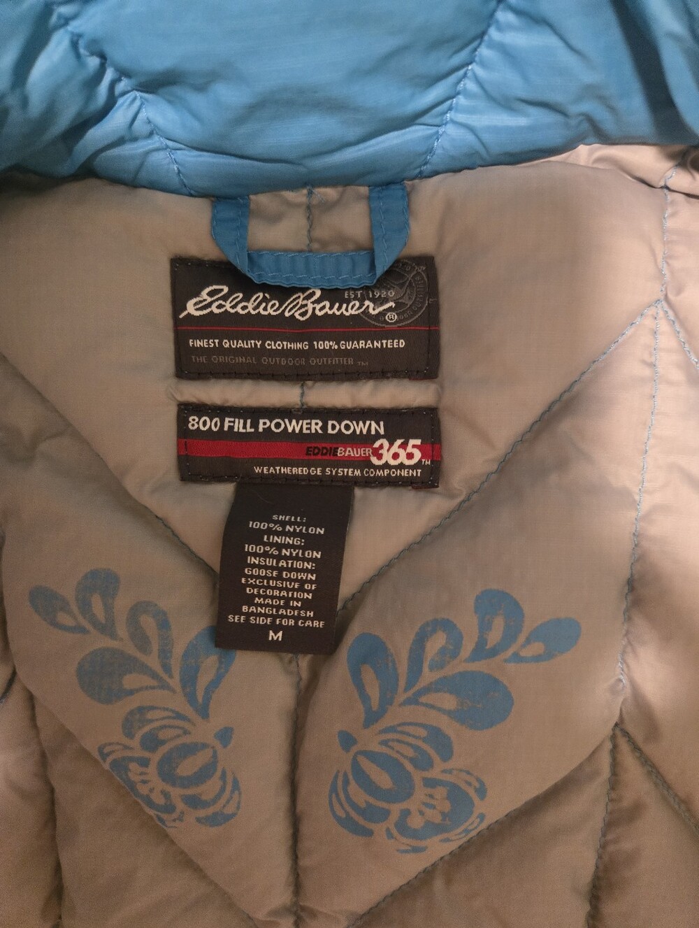 Eddie Bauer Turquoise Quilted Women's Down Vest 365- 800 Fill Power M